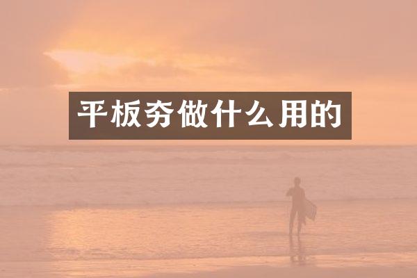 平板夯做什么用的