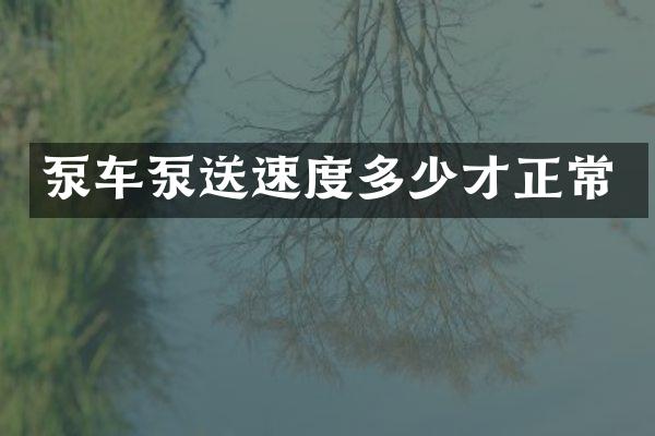 泵車泵送速度多少才正常