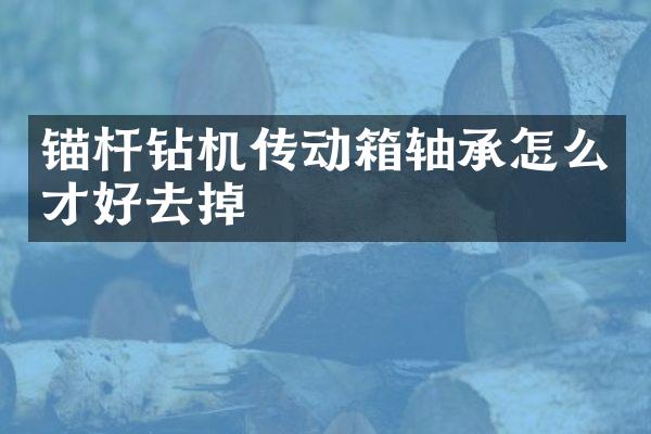 錨桿鉆機傳動箱軸承怎么才好去掉