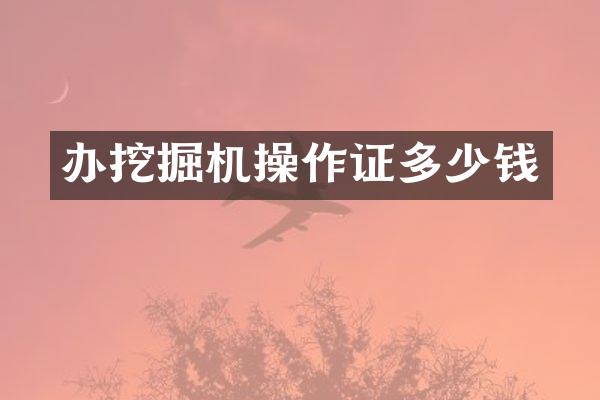 辦挖掘機(jī)操作證多少錢