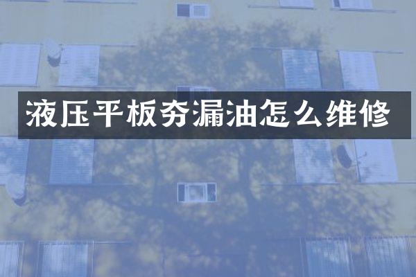 液壓平板夯漏油怎么維修