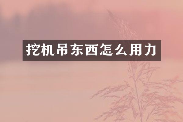 挖機吊東西怎么用力