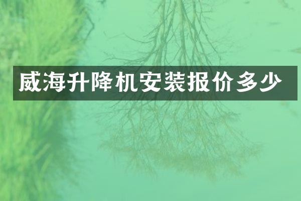 威海升降機安裝報價多少