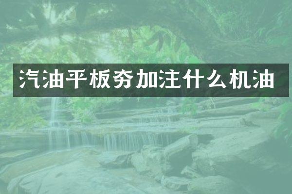 汽油平板夯加注什么機油