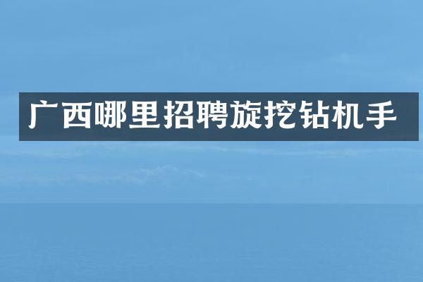 廣西哪里招聘旋挖鉆機手