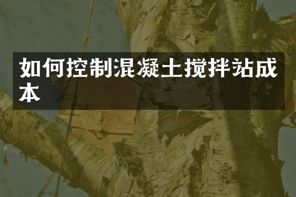 如何控制混凝土攪拌站成本