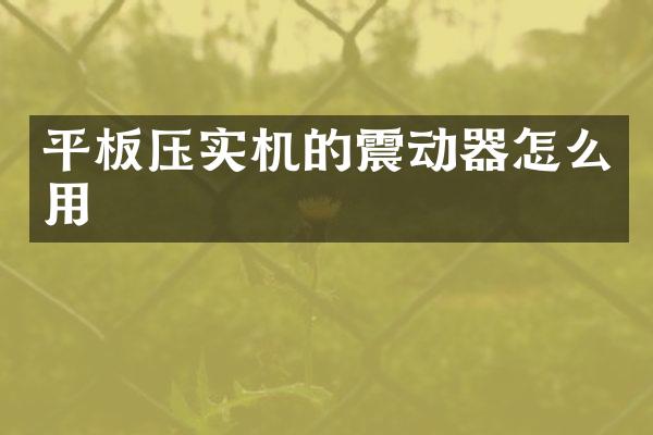 平板壓實機的震動器怎么用