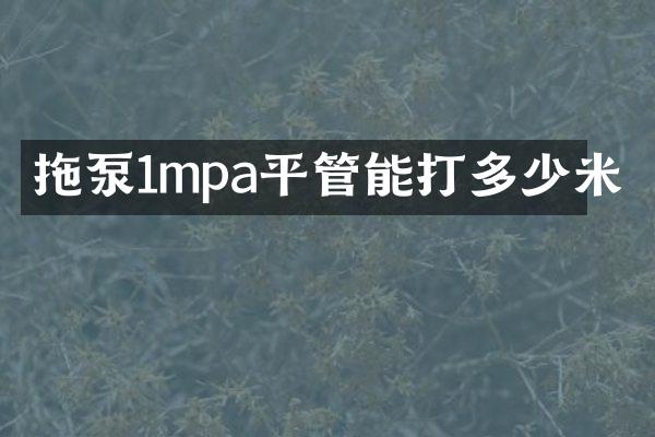 拖泵1mpa平管能打多少米