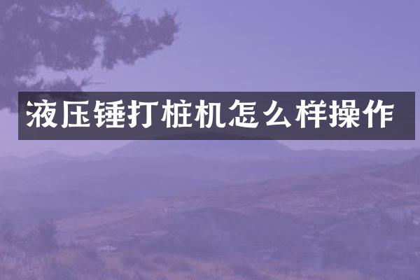 液壓錘打樁機(jī)怎么樣操作