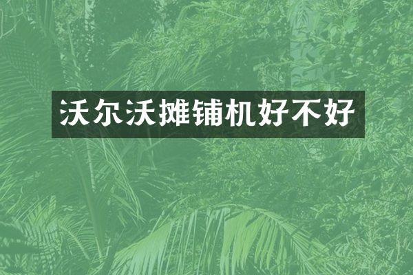 沃爾沃攤鋪機好不好