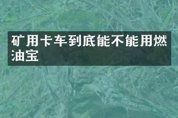 礦用卡車到底能不能用燃油寶