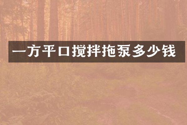 一方平口攪拌拖泵多少錢