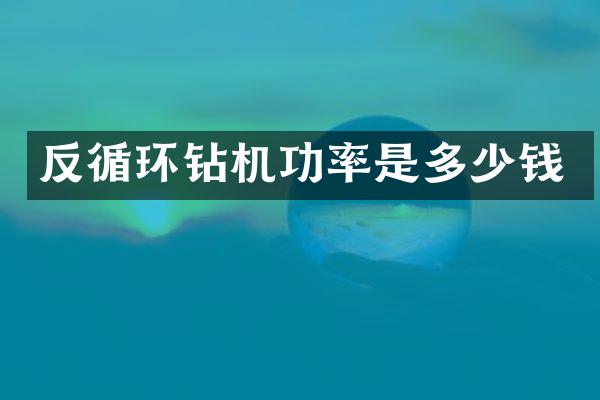 反循環(huán)鉆機功率是多少錢