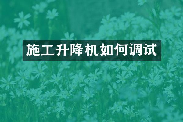 施工升降機(jī)如何調(diào)試