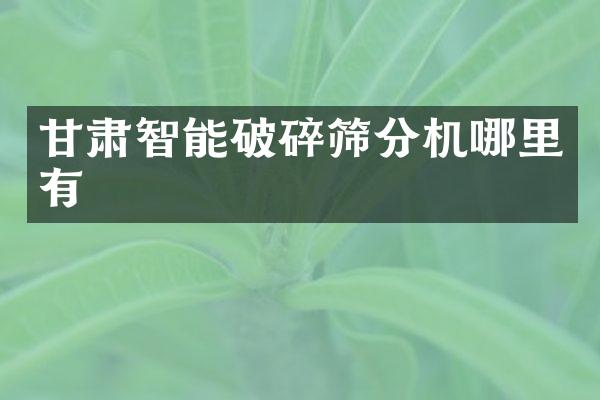 甘肅智能破碎篩分機哪里有