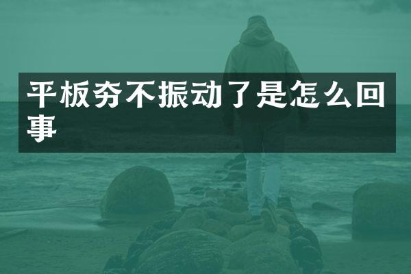 平板夯不振動了是怎么回事