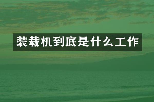 裝載機(jī)到底是什么工作