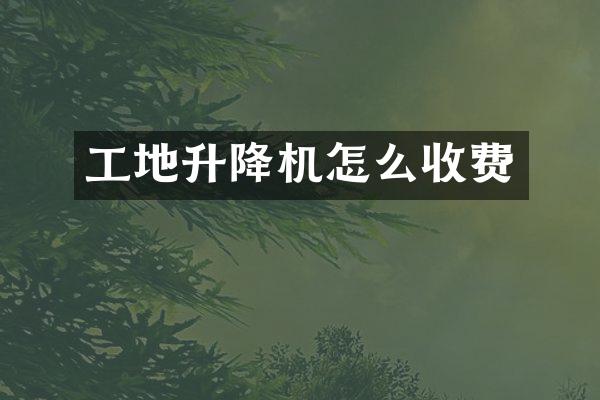 工地升降機(jī)怎么收費(fèi)