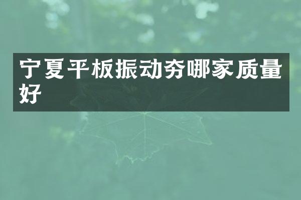 寧夏平板振動夯哪家質(zhì)量好