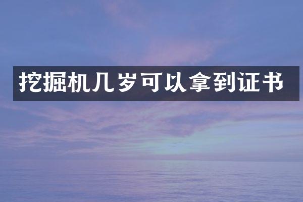 挖掘機(jī)幾歲可以拿到證書(shū)