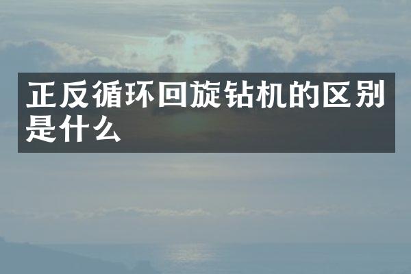 正反循環(huán)回旋鉆機的區(qū)別是什么