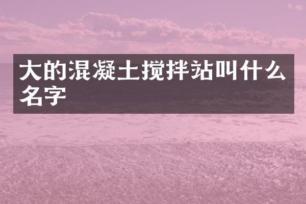 大的混凝土攪拌站叫什么名字