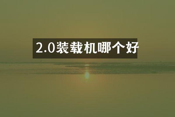 2.0裝載機哪個好