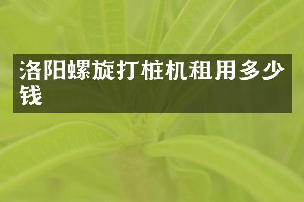 洛陽螺旋打樁機租用多少錢