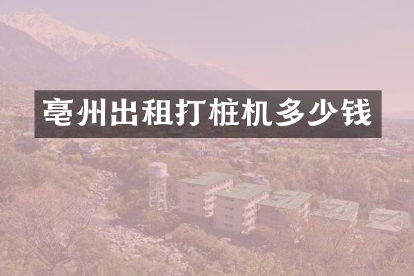 亳州出租打樁機(jī)多少錢