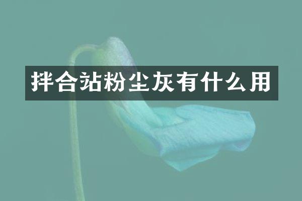 拌合站粉塵灰有什么用