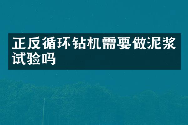 正反循環(huán)鉆機(jī)需要做泥漿試驗(yàn)嗎