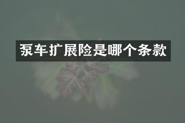 泵車擴(kuò)展險(xiǎn)是哪個(gè)條款