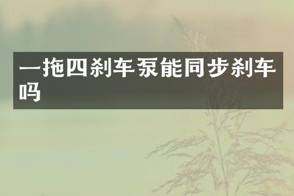 一拖四剎車泵能同步剎車嗎