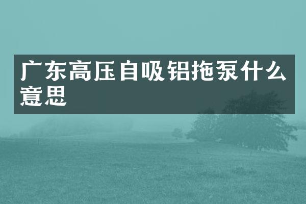 廣東高壓自吸鋁拖泵什么意思