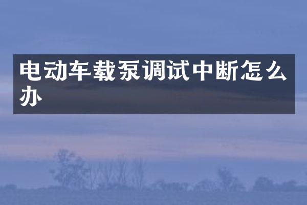 電動車載泵調(diào)試中斷怎么辦