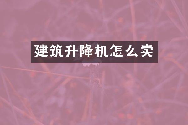 建筑升降機(jī)怎么賣