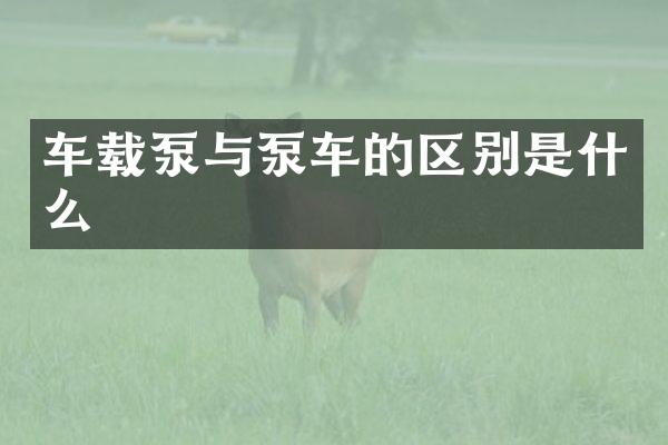 車(chē)載泵與泵車(chē)的區(qū)別是什么