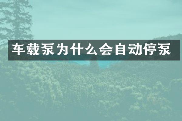 車載泵為什么會(huì)自動(dòng)停泵