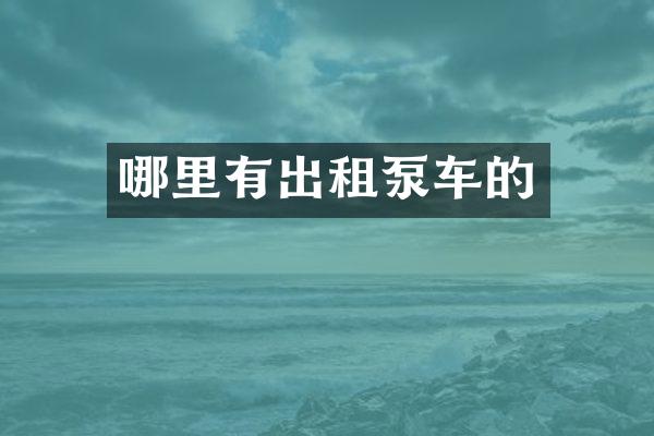 哪里有出租泵車的