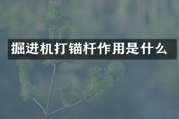 掘进机打锚杆作用是什么