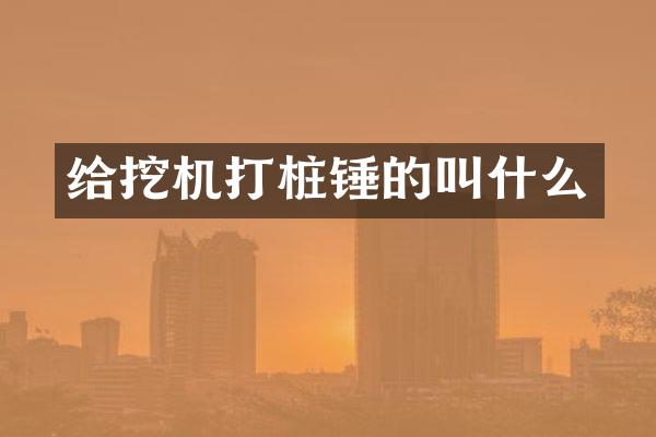 給挖機打樁錘的叫什么