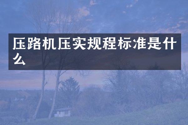 壓路機(jī)壓實(shí)規(guī)程標(biāo)準(zhǔn)是什么