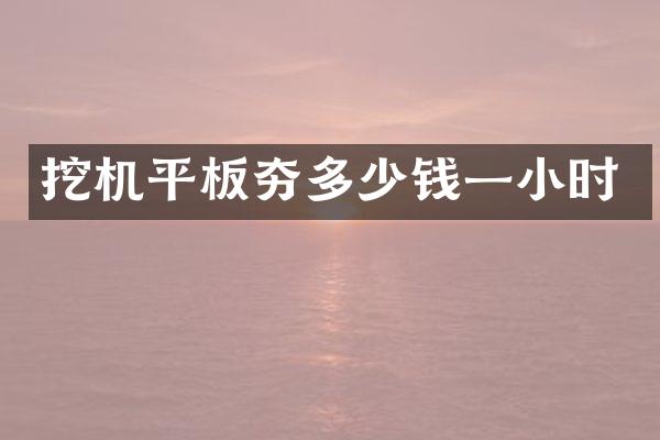 挖機(jī)平板夯多少錢一小時(shí)