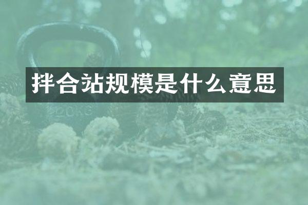 拌合站規(guī)模是什么意思