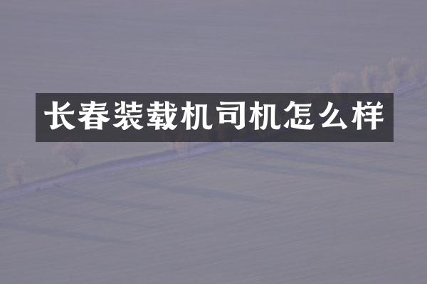 長(zhǎng)春裝載機(jī)司機(jī)怎么樣