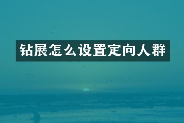 鉆展怎么設(shè)置定向人群