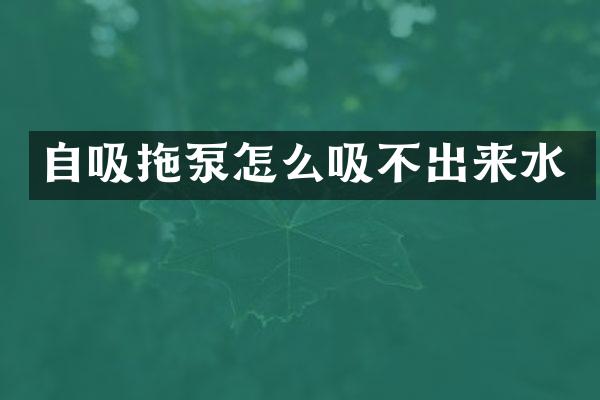 自吸拖泵怎么吸不出來水