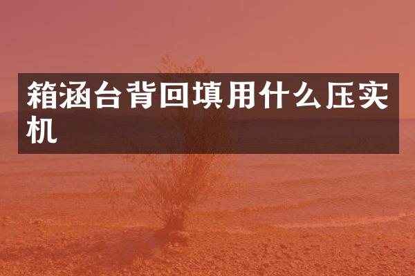 箱涵臺背回填用什么壓實機