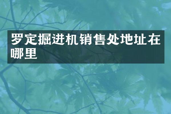 羅定掘進機銷售處地址在哪里