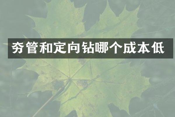 夯管和定向鉆哪個(gè)成本低